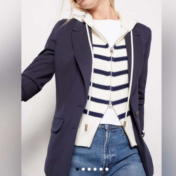 EVEREVE Navy White Removable Dickey 2 Button Dawson Blazer Sz XS Like New Preppy - Picture 15 of 15